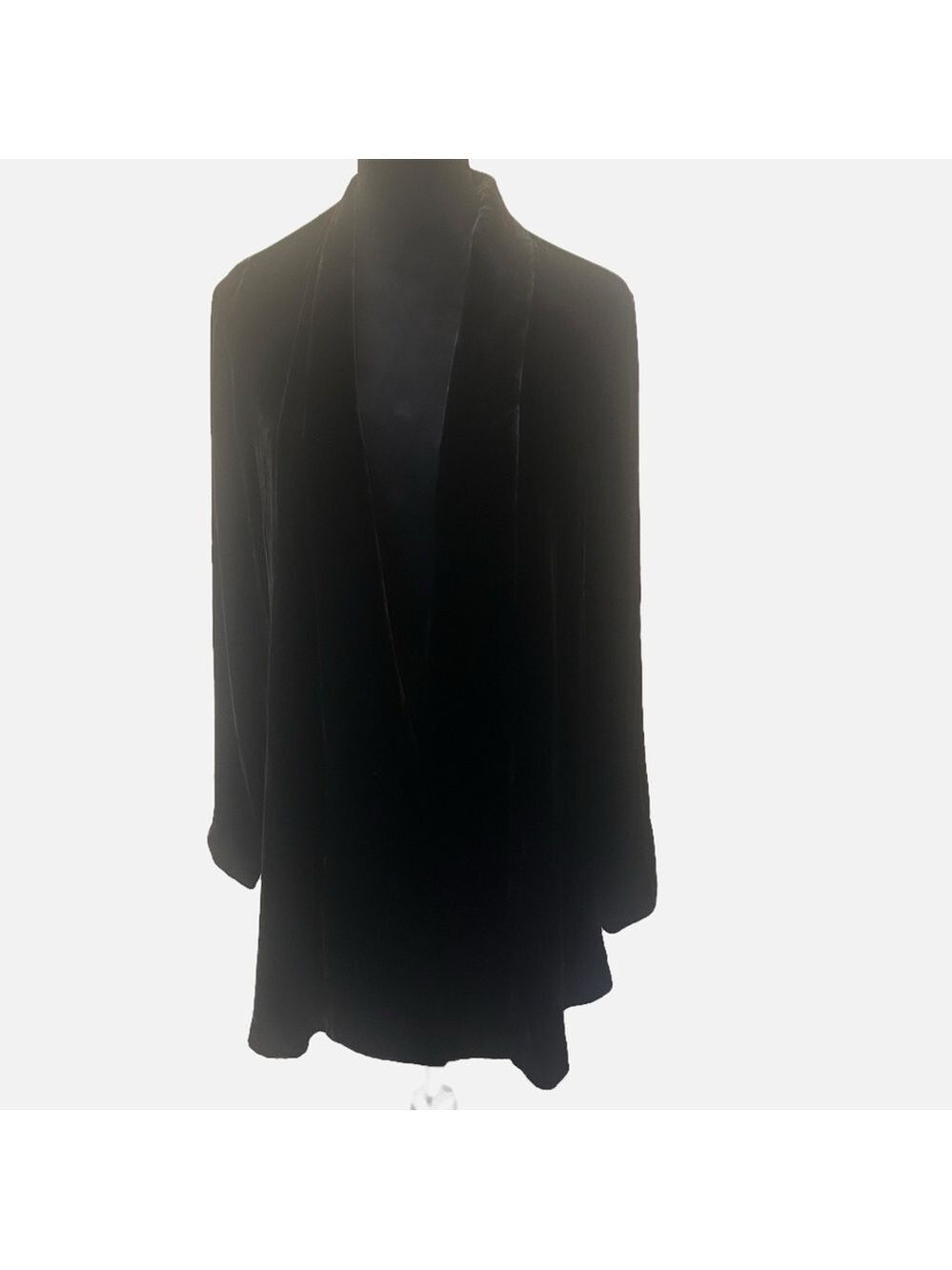 Eileen Fisher Velvet Silk Blend Open Front Cardigan Blazer Lagenlook Coastal